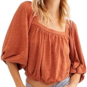 Free People Sweet Goodbye Balloon Puff Sleeve Top M